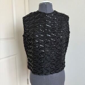Vintage Allover Sequin Sleeveless Embellished Top